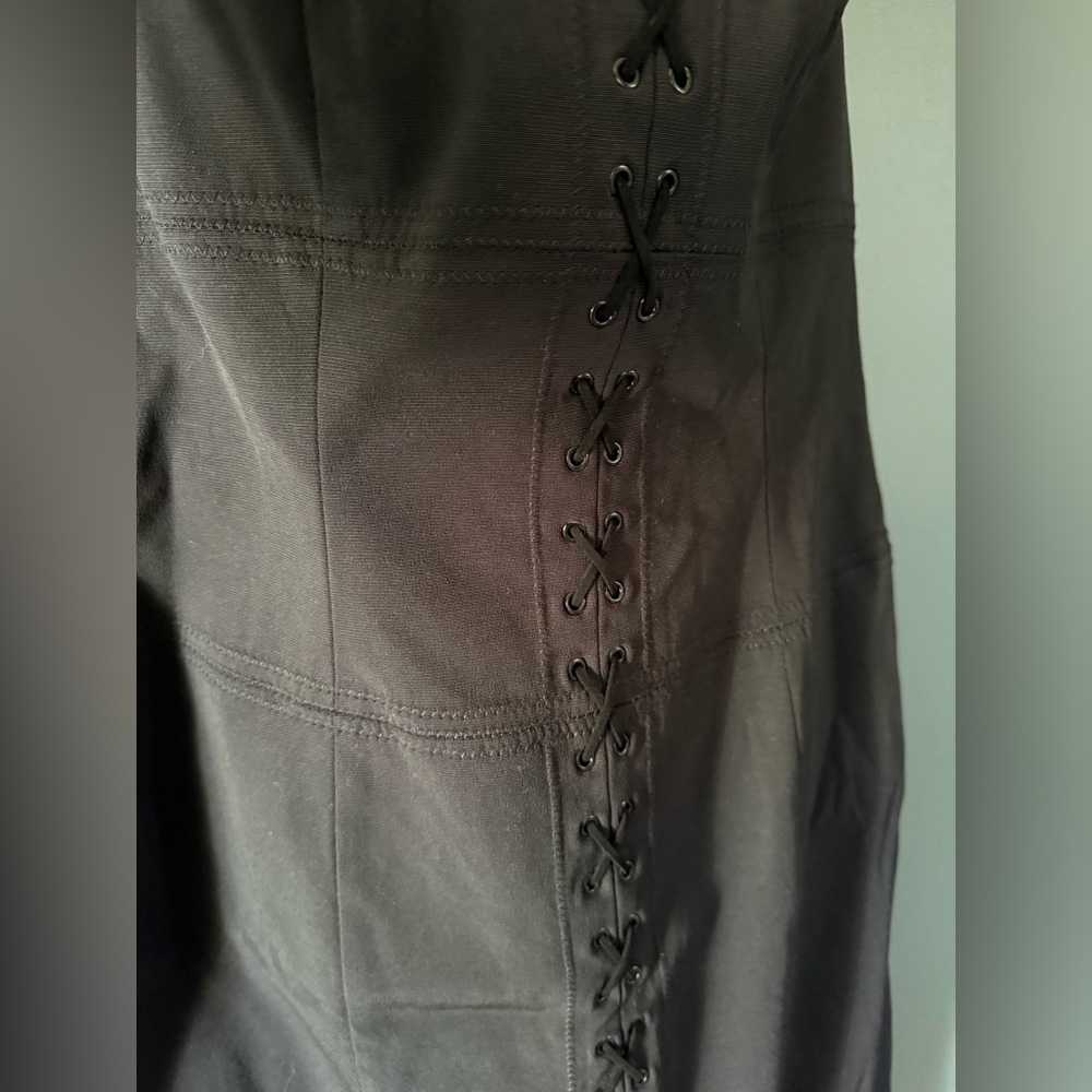 Vintage Maria Bianca Nero black strapless lace up corset dress sz large - Picture 4 of 12